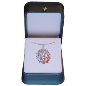 925 Sterling Silver April Lab Grown White Topaz Tree Necklace NWT